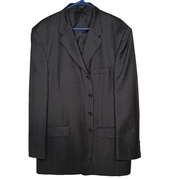 Paulo Solari Athletic Fit Blazer 46L Blue Plaid Wool Sport Coat 4 Button No Vent - Picture 2 of 12
